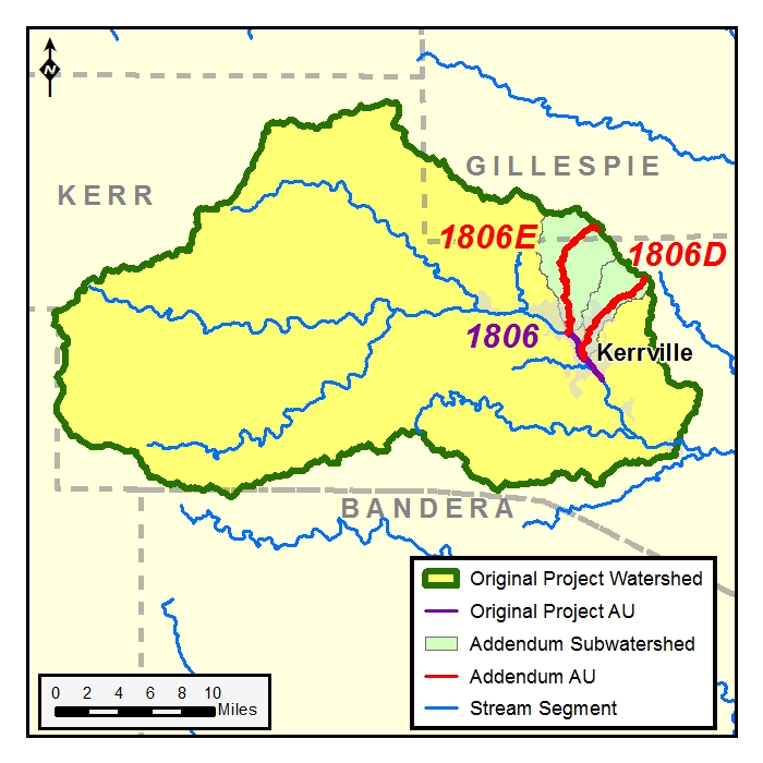 map of the Guadalupe River Above Canyon TMDL watersheds