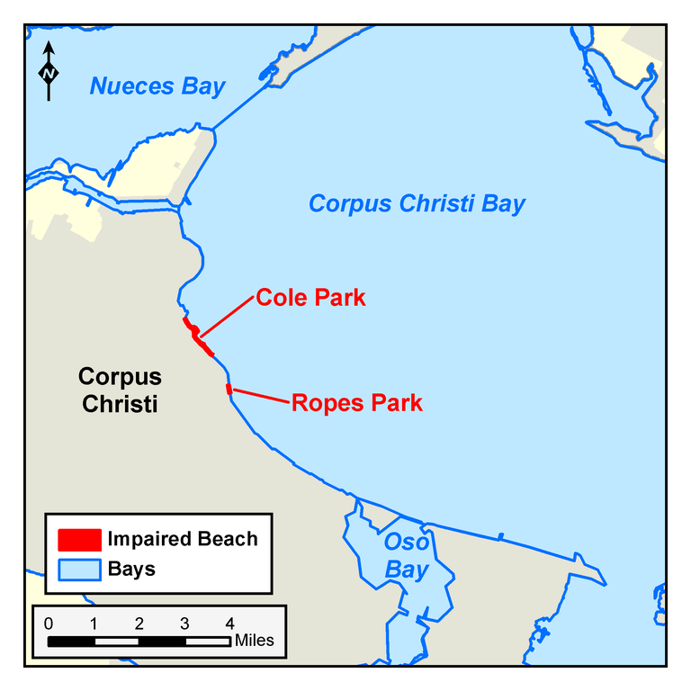 Corpus Christi Cole Park and Ropes Park Beaches map 97