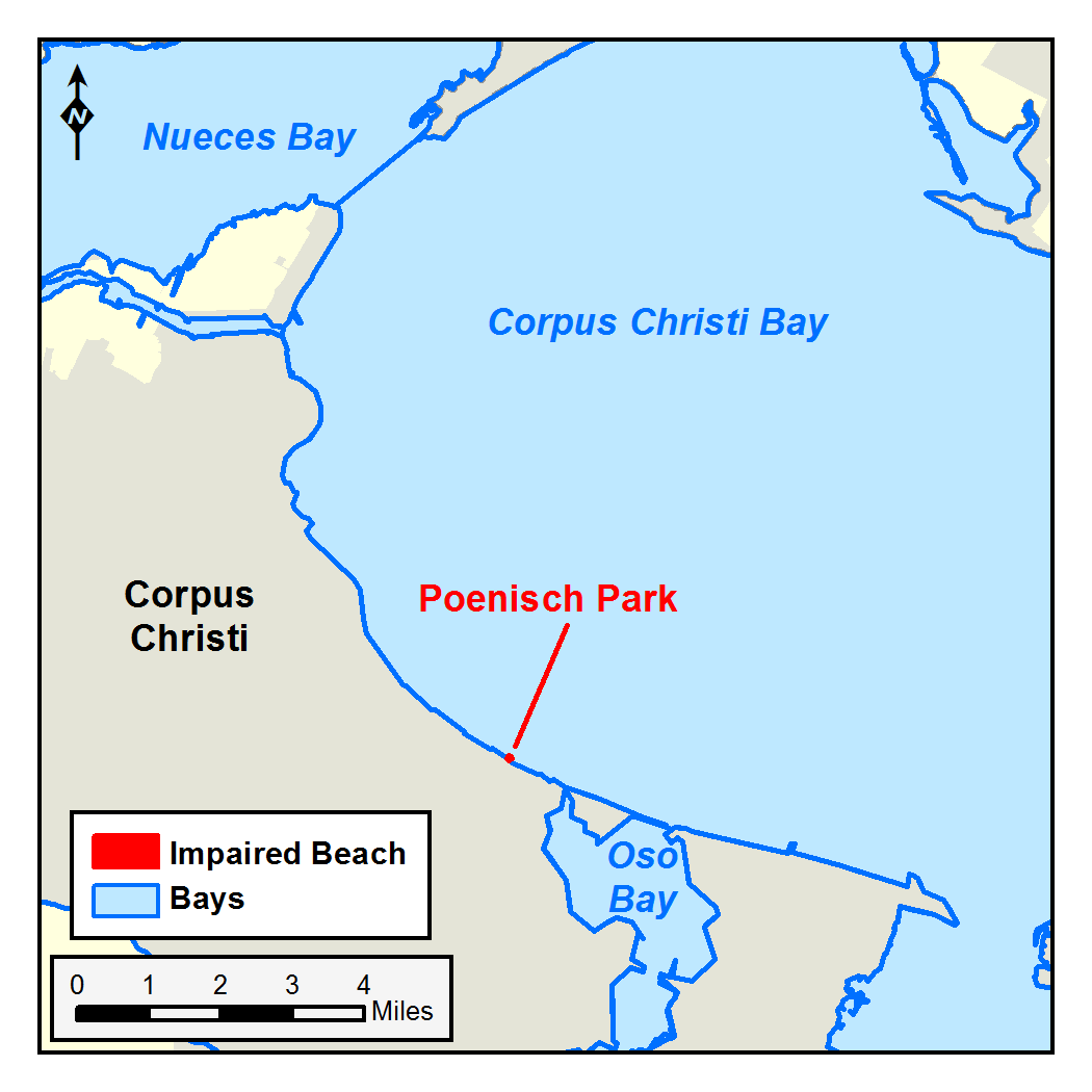Corpus Christi Poenisch Park Beach map 97 map of the Poenisch Park TMDL watershed