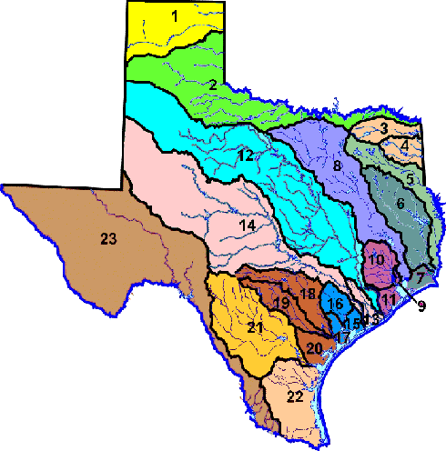 map of Texas river basins