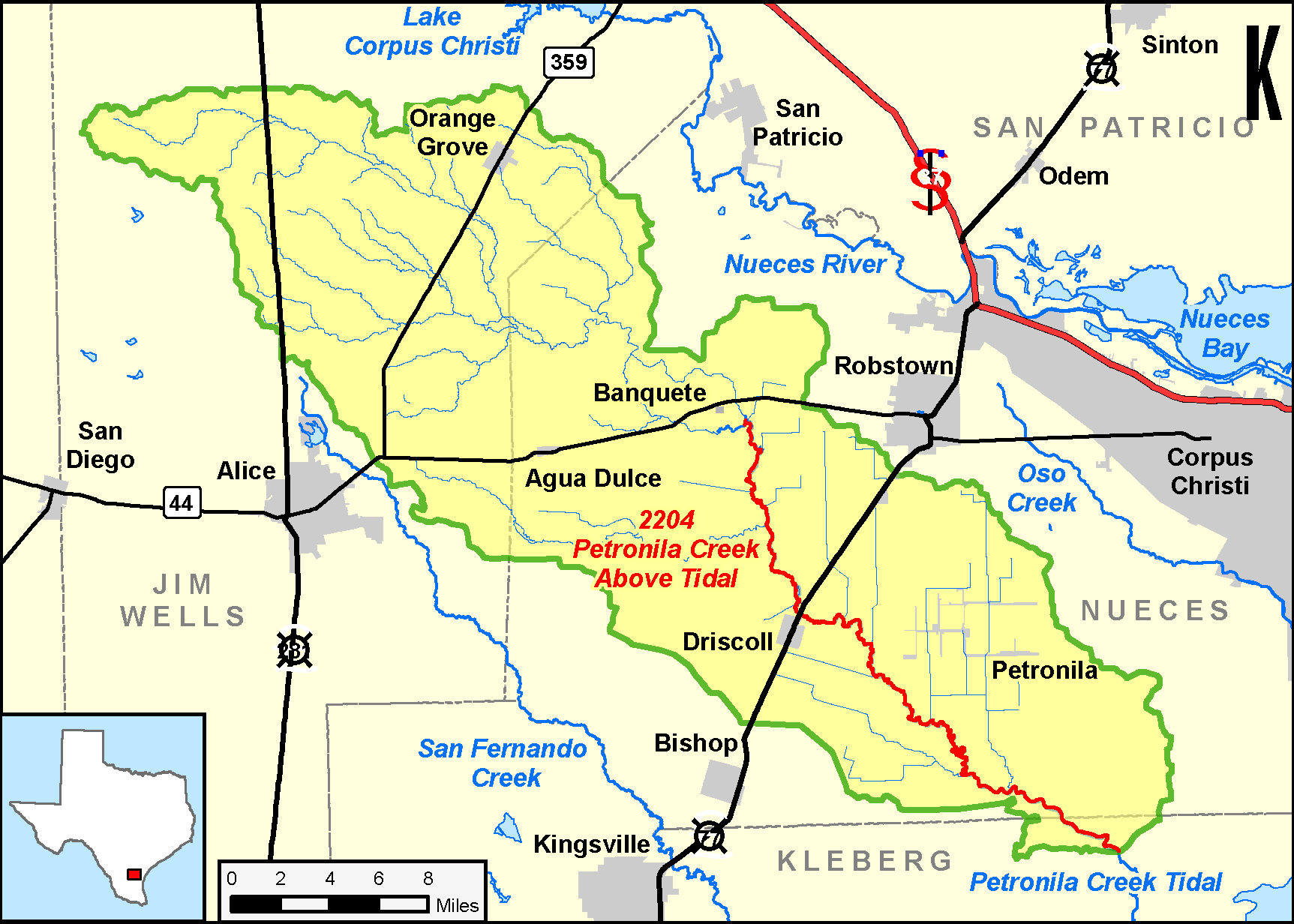 Map of Petronila Creek