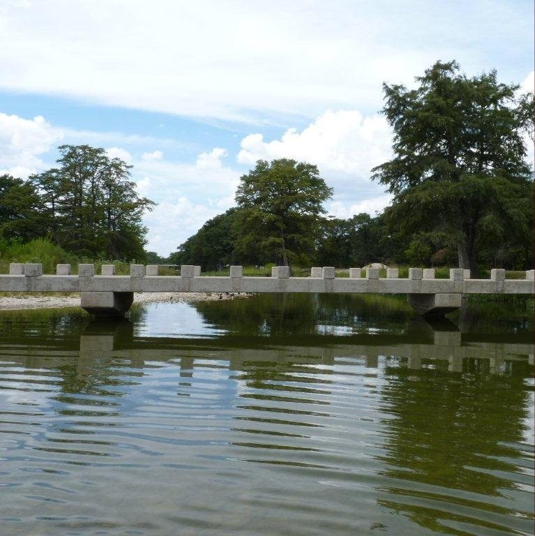 Guadalupe River at footbridge in Louise Hayes Park